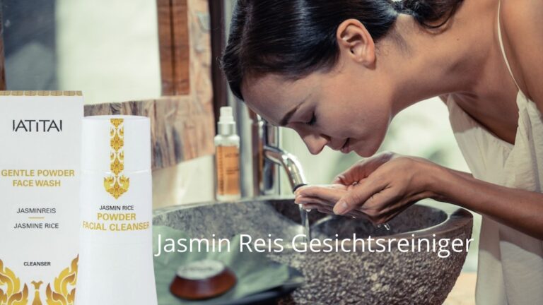 Reis Peeling: Frau wäscht ihr Gesicht mit Reinigungspuder von IATITAI